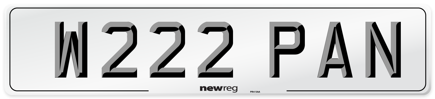 W222 PAN Number Plate from New Reg